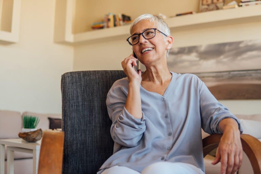 Mature woman talking on mobile phone